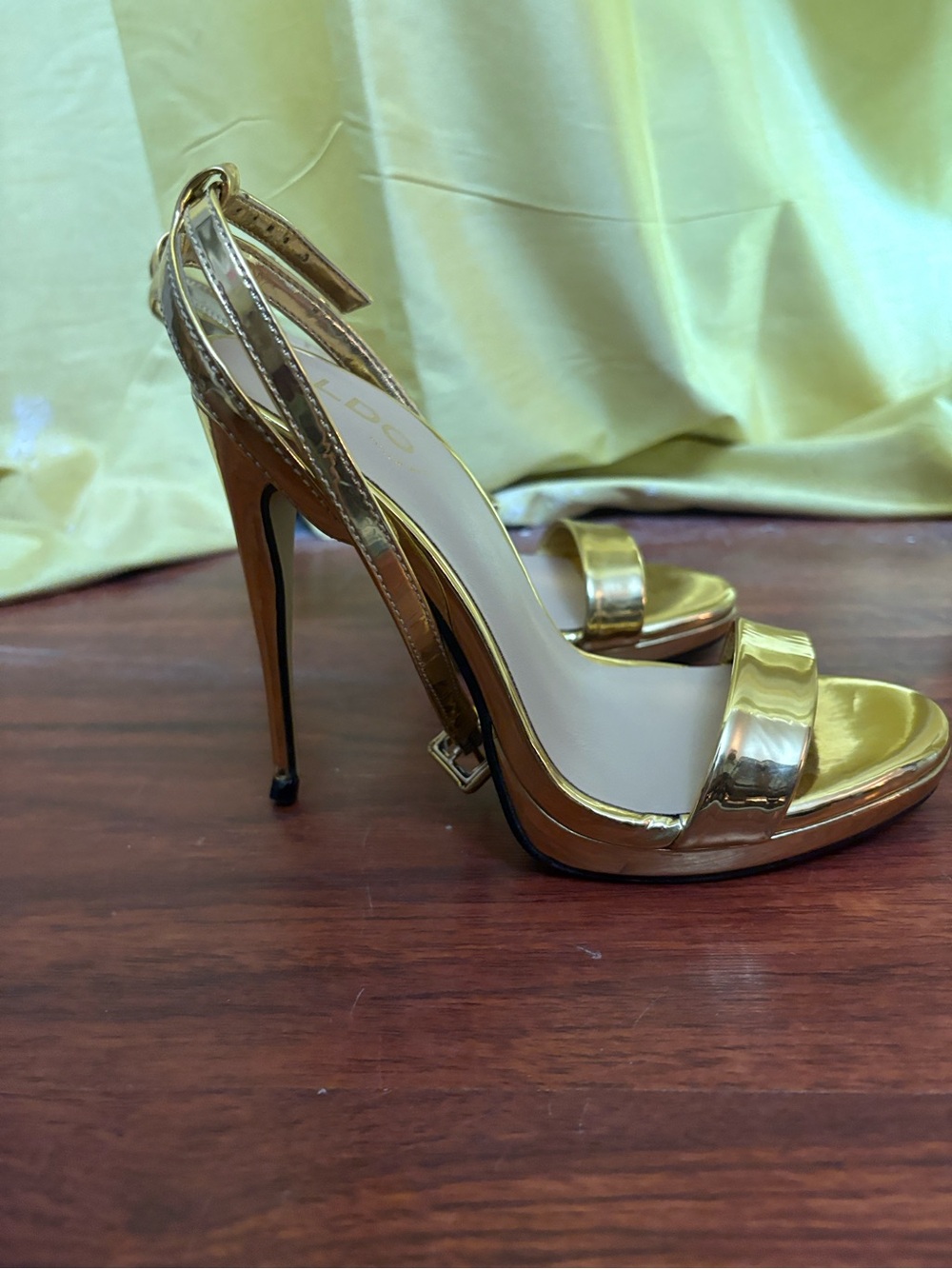 Aldo Gold Metallic Strappy Stiletto Sandals